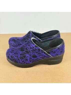 Dansko Purple Swirl Wool Clogs Womens 6.5/7 EU 37 Purple Black Slip On Comfort